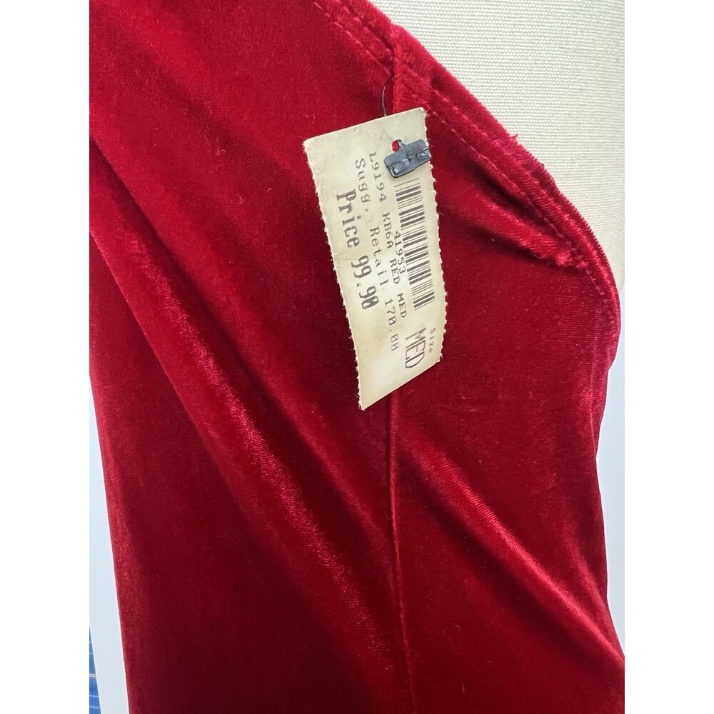 VTG 90s Y2K Laundry Shelli Segal Red Velvet Halter Maxi Dress Open Back NWT Sz M - Picture 14 of 16